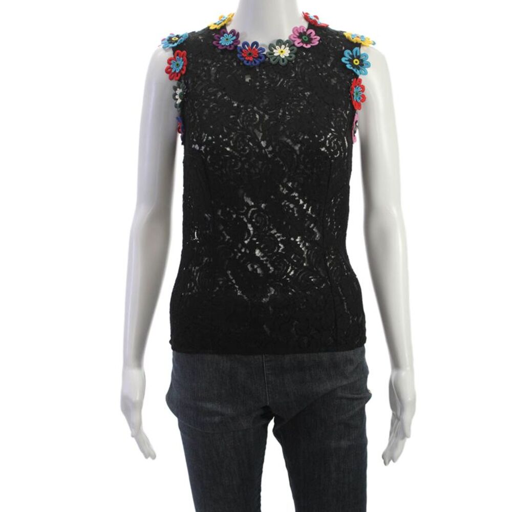 Mary Katrantzou Women Basic Floral Viscose High Neck Sleeveless Tank Size 6